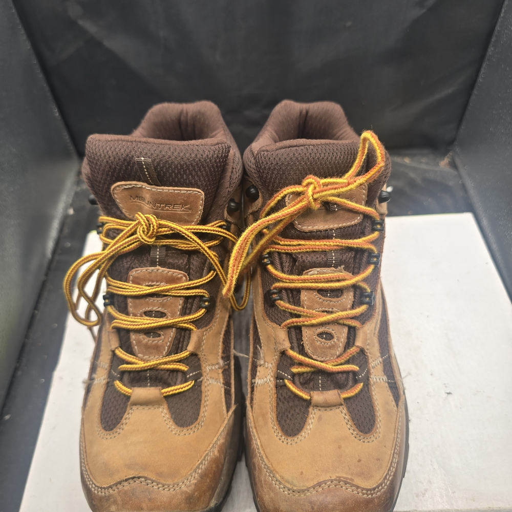 Mountrek Durable Brown Leather Hiking‎ Boots for Men Lace Up Size 8